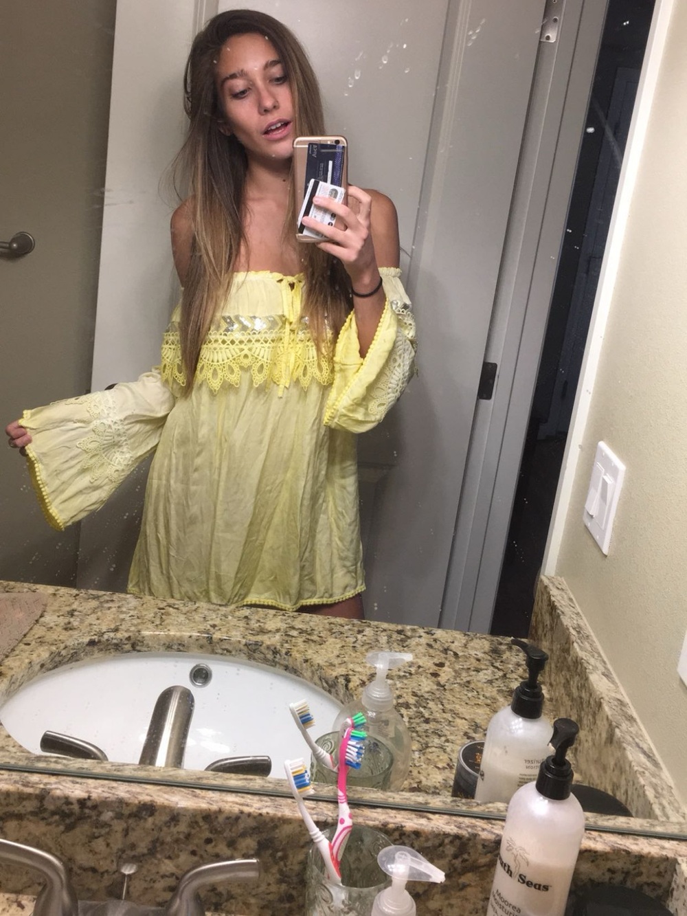 Yellow Off-Shoulder Boho Tunic Dress